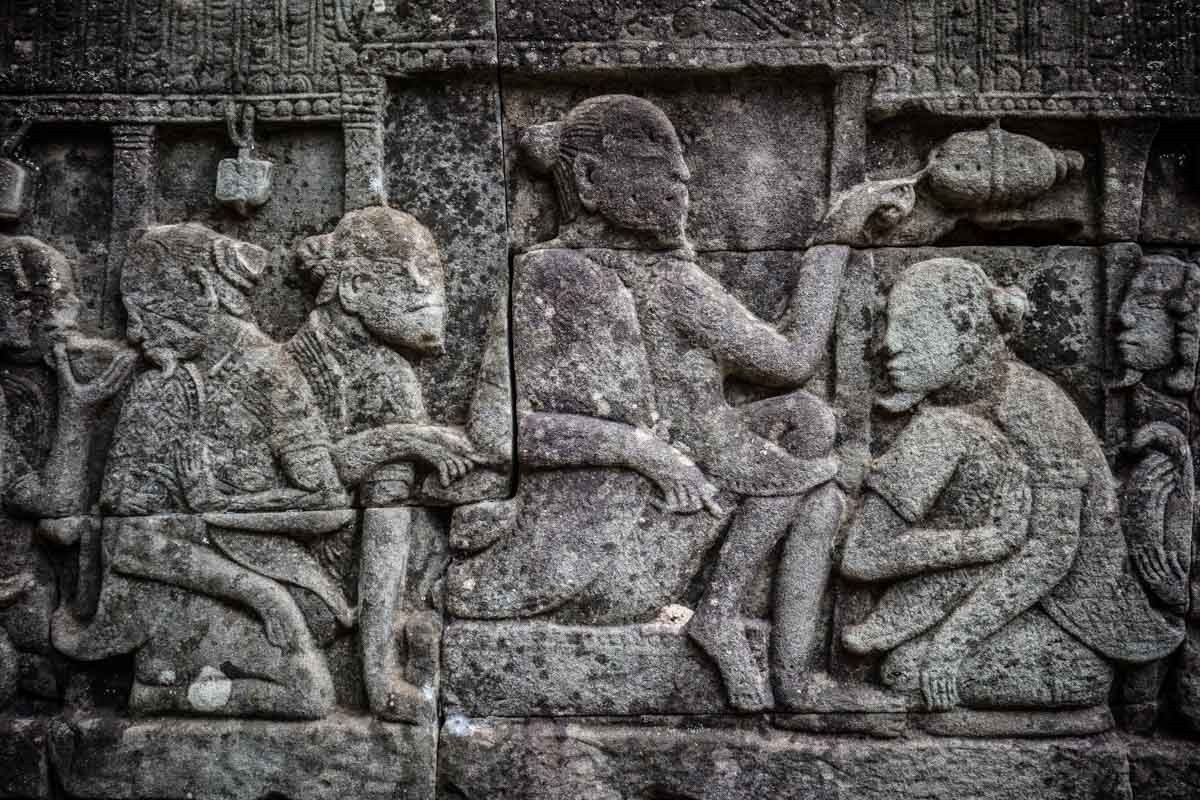 巴揚寺牆上中國人浮雕 巴揚寺牆上中國人浮雕