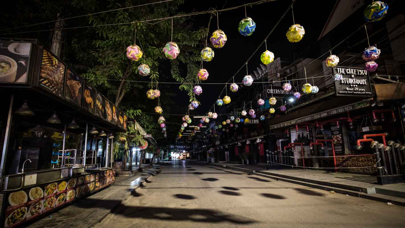 新冠肺炎-暹粒-夜晚酒吧街