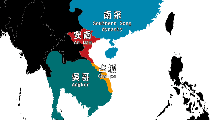 南宋時期的吳哥、占城與安南之大致位置圖